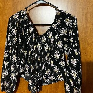 SHEIN Black Floral Blouse